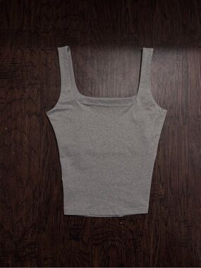 Grey Square Neck Tank Top for Women